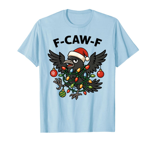 F-Caw-F Crow Christmas Lights Santa Hat T-Shirt