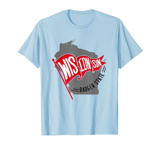Trendy Wisconsin Badger State Vintage Logo T-Shirt