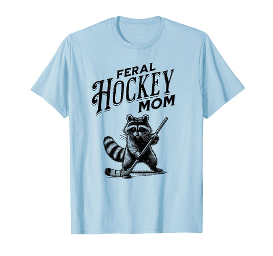 Retro Raccoon Feral Hockey Mom Hockey Player Trash Panda T-Shirt