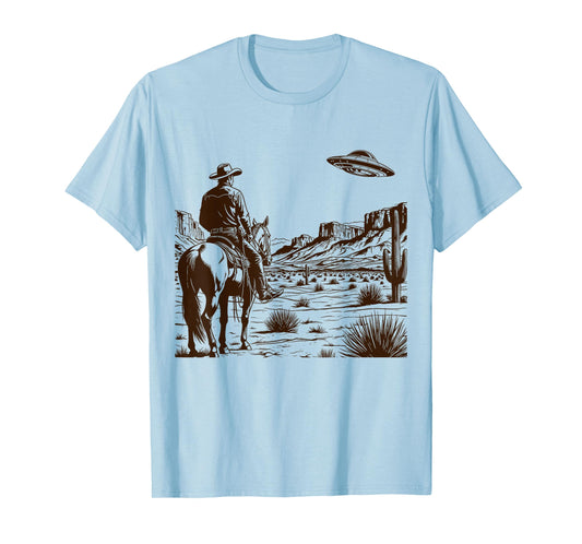 Ufo Western Retro Vintage Cowboy T-Shirt