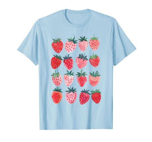 Retro Red Berry Fruit Cottagecore Strawberry Pretty Berry T-Shirt