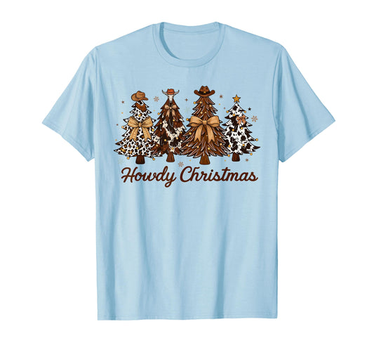 Howdy Christmas Tree Coquette Bow Western Xmas Pjs Cowgirl T-Shirt