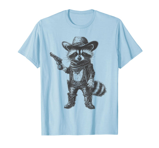 Raccoon Cowboy Hat Funny Western Cute Raccoon Lover Vintage T-Shirt