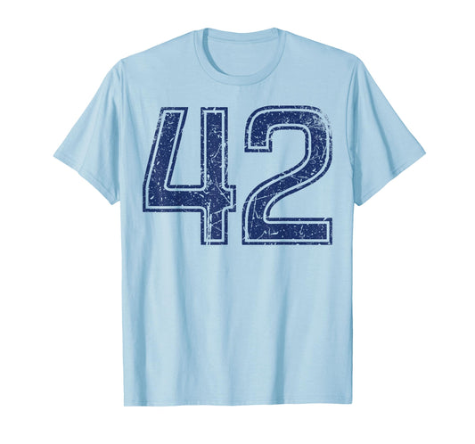 Vintage Blue Sports Team Number 42 T-Shirt