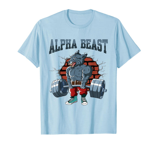 Fitness Alpha Wolf doing Deadlift Workout Training Gym T-Shirt