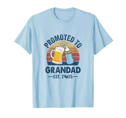 Promoted To Grandad Est 2025 First Time Fathers Day Vintage T-Shirt