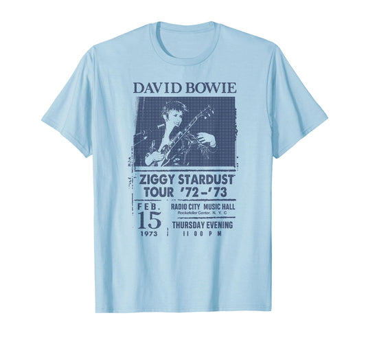 David Bowie Grey Radio City T-Shirt - Classic Fit Crew Neck Cotton Tee for Adults