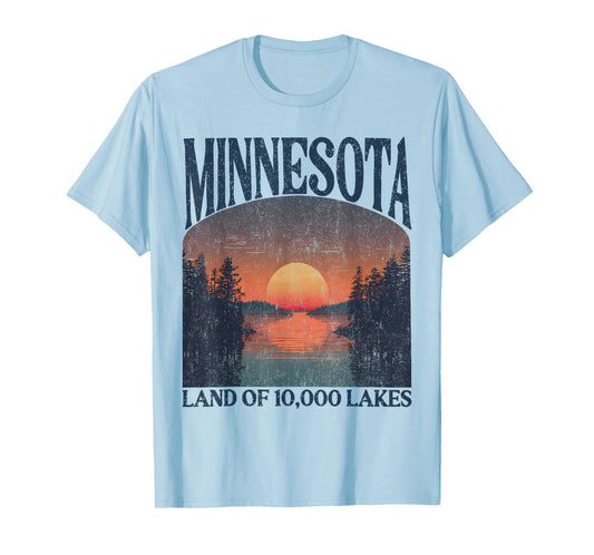 Minnesota Land Of 10000 Lakes Sunset Nature Vintage Style T-Shirt