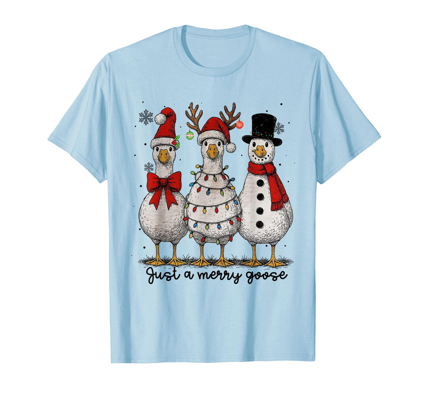 Vintage Christmas Silly Goose Santa Reindeer Men Women Kids T-Shirt