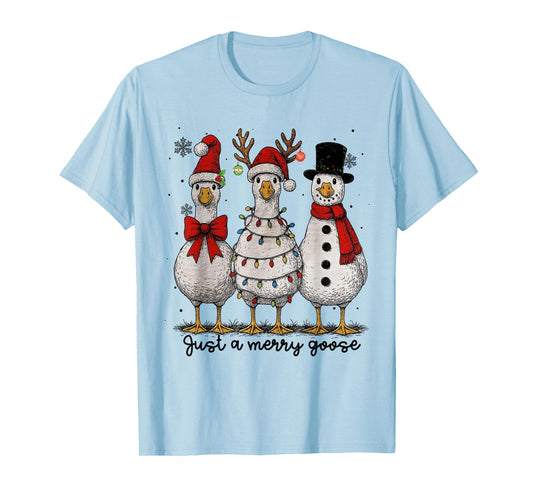 Vintage Christmas Silly Goose Santa Reindeer Men Women Kids T-Shirt