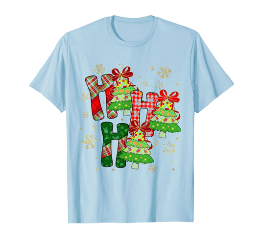 HO HO HO Merry Christmas Coquette Bow Xmas Trees Holiday T-Shirt