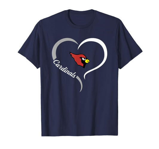 Mentor Cardinals Logo Half Heart Slogan HS T-Shirt