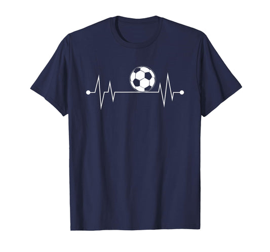 Heartbeat Soccer Ball Funny EKG Football Gift Men Women Kids T-Shirt