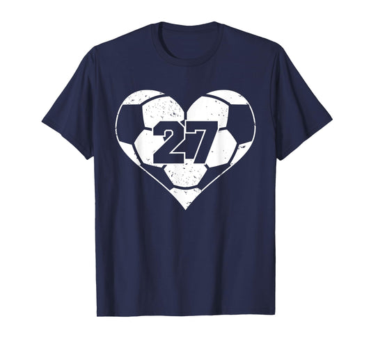 Soccer Number 27 Jersey Funny Soccer Heart Game Day T-Shirt