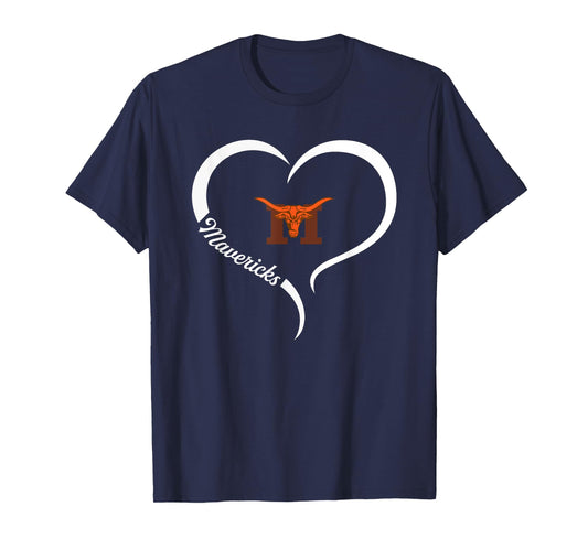 Mauldin Mavericks Logo Half Heart Slogan HS T-Shirt