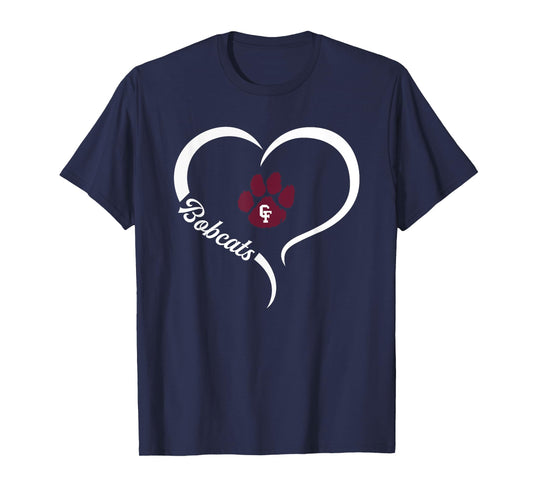 Cy-Fair Bobcats Logo Half Heart Slogan HS T-Shirt