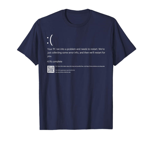 Funny Windows Error Blue Screen Halloween Costume, Tech Nerd T-Shirt