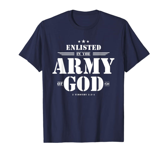 Faith Everywear Christian T-Shirt with Bible Verses, Scriptures, God's Army Design - Green, Unisex-Adult, Short Sleeve, Classic Fit, Small