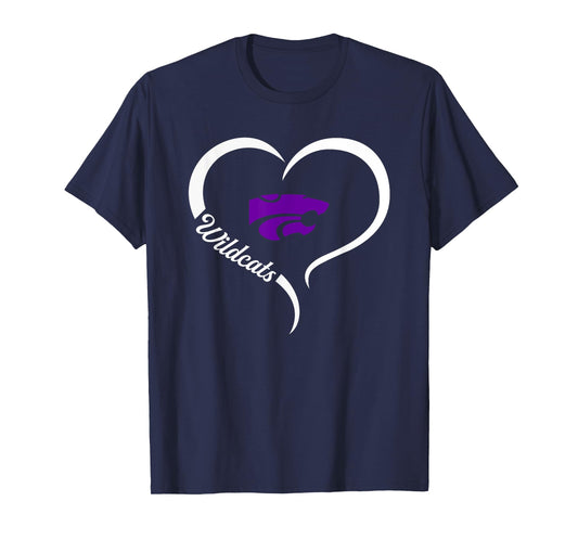 Clovis Wildcats Logo Half Heart Slogan HS T-Shirt