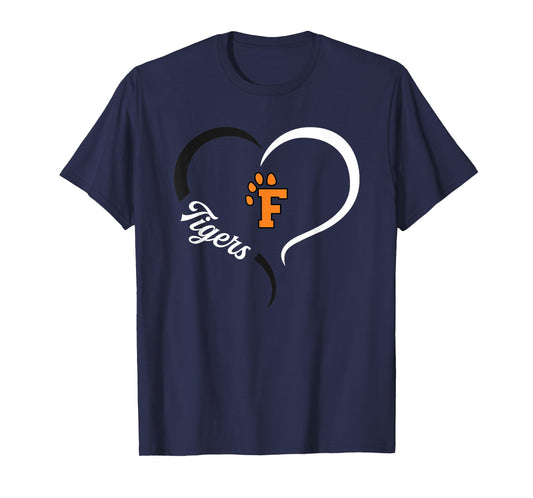 Fenton Tigers Logo Half Heart Slogan HS T-Shirt