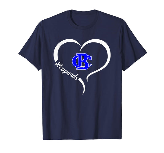 Banks County Leopards Logo Half Heart Slogan HS T-Shirt