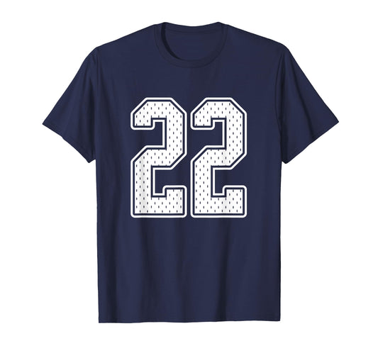 #22 White Vintage Number 22 Sports Fan Jersey Style T-Shirt