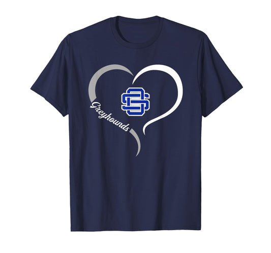 Ocean Springs Greyhounds Logo Half Heart Slogan HS T-Shirt