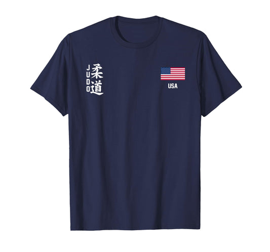 Judo Usa American flag Judoka Dojo Martial art America kanji T-Shirt