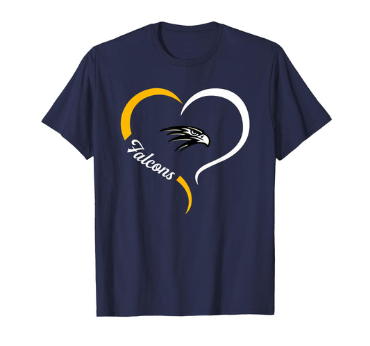 Rubidoux Falcons Logo Half Heart Slogan HS T-Shirt