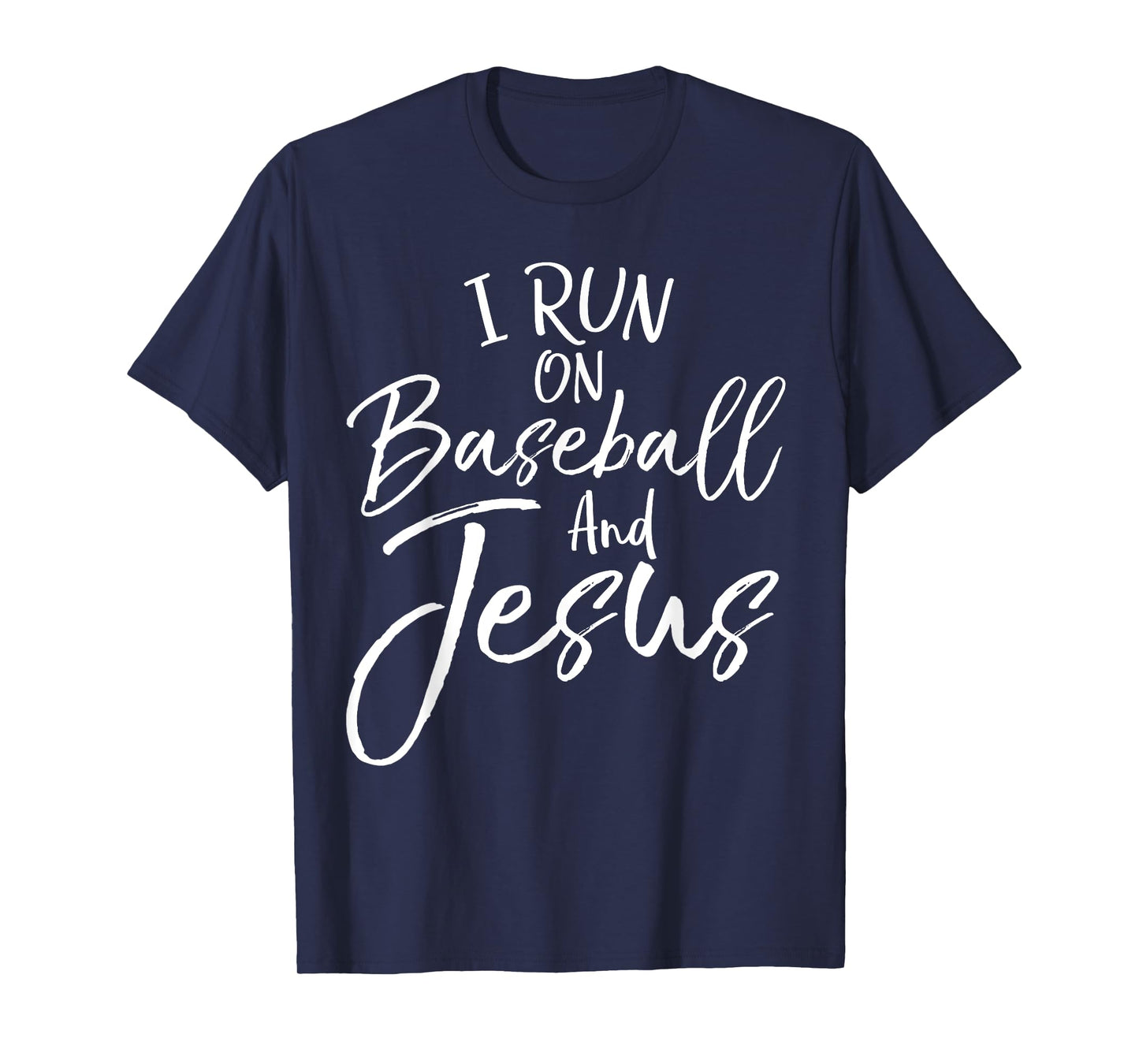 I Run on Baseball and Jesus Shirt Cool Christian Tee for Boy T-Shirt