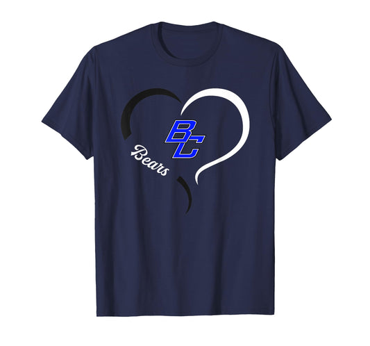 Burke County Bears Logo Half Heart Slogan HS T-Shirt