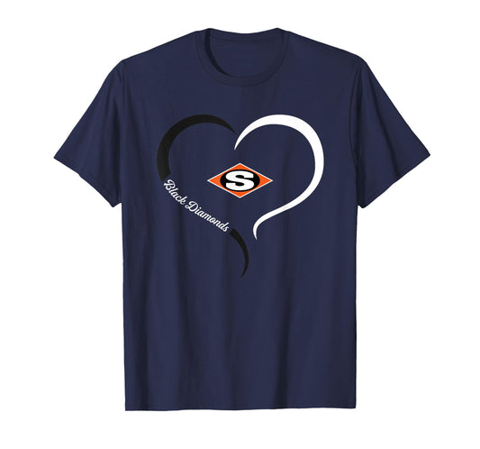 Sallisaw Black Diamonds Logo Half Heart Slogan HS T-Shirt