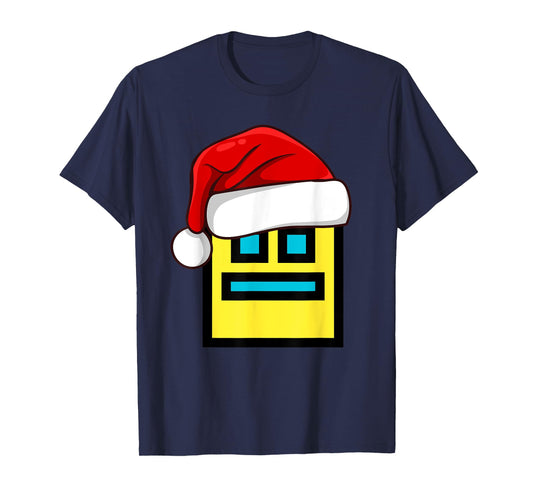 Dash Geometry Repeat Christmas Santa Hat Game Video Gamer T-Shirt