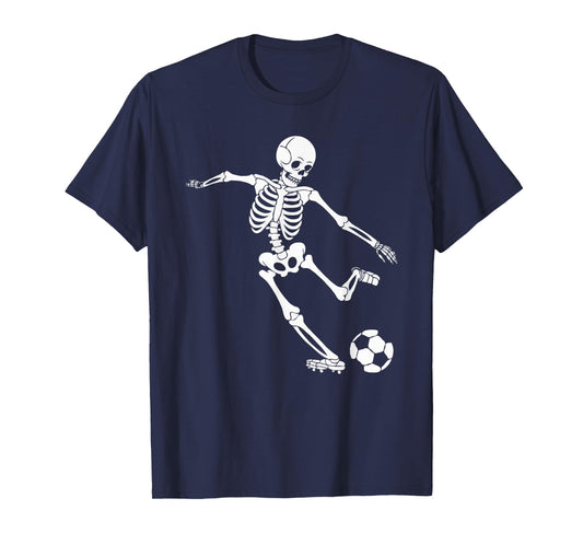 Soccer Skeleton Halloween Men Boys Soccer Player Halloween T-Shirt