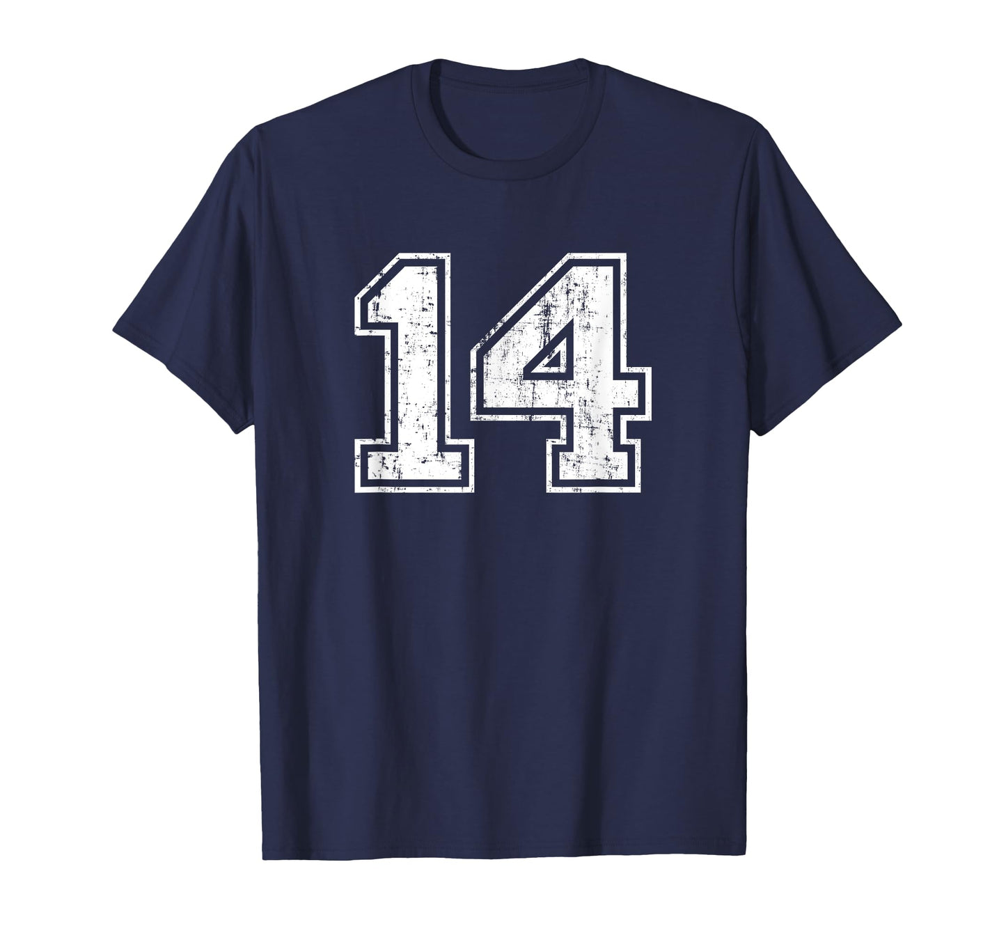 Number 14 Fourteen Distressed Vintage Sports Team Training T-Shirt