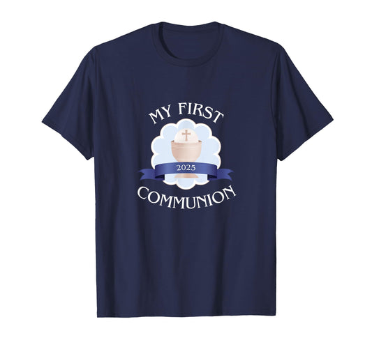 2025 Catholic Boy First Communion Sacrament Celebration T-Shirt
