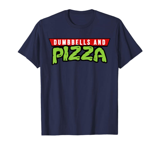 Dumbbells and Pizza Funny Cute Turtle Themed Gym and Fitness T-Shirt