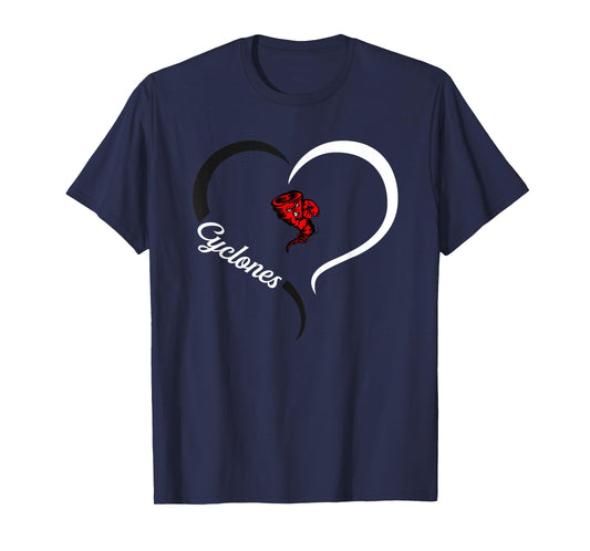Harlan Community Cyclones Logo Half Heart Slogan HS T-Shirt
