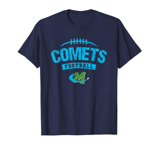 William Mason Comets Logo Football Distressed HS T-Shirt