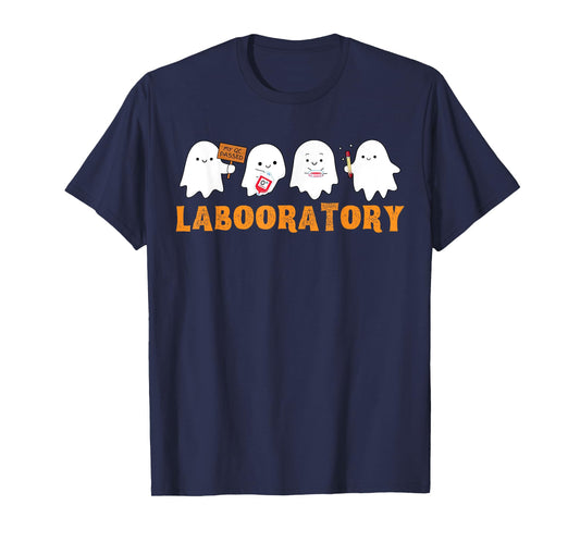 Labooratory Cute Ghost Halloween Laboratory Lab Scientist T-Shirt