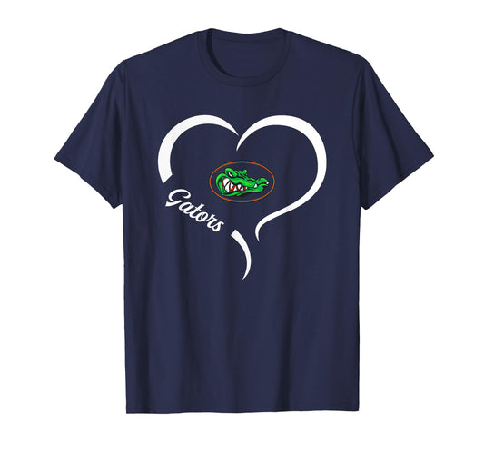 Lakeview Gators Logo Half Heart Slogan HS T-Shirt