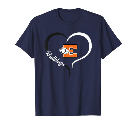Elida Bulldogs Logo Half Heart Slogan HS T-Shirt
