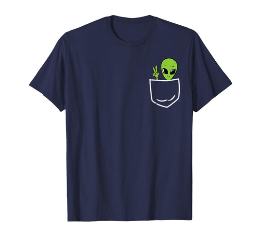 Alien Peace Pocket Ufo Extraterrestrial Space Men Women Kids T-Shirt