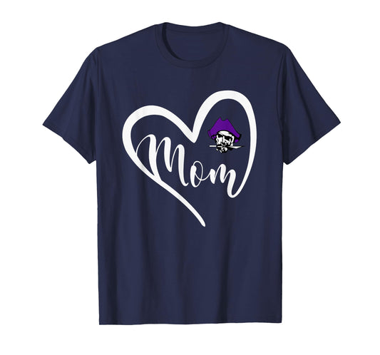 Merrillville Pirates Logo Heart Mom HS T-Shirt