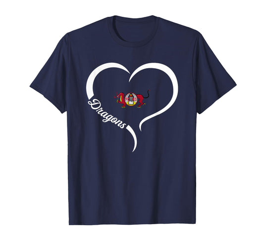 Pekin Community Dragons Logo Half Heart Slogan HS T-Shirt