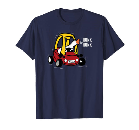 Silly Goose Driving Nostalgic Toy Car Honk Honk Funny Meme T-Shirt