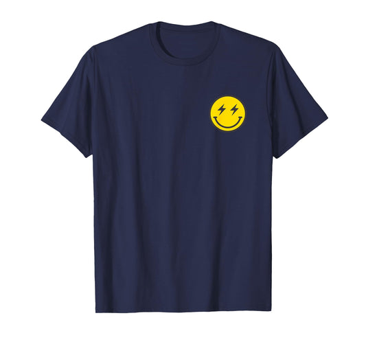 Minimalist 80s Lightning Bolt Eyes Happy Smiling Smile Face T-Shirt
