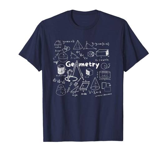 Geometry Lover's Shapes Equations & Formulas Cool Math Geek T-Shirt