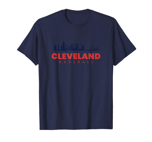 Cleveland Baseball Vintage City Skyline Retro Baseball Lover T-Shirt
