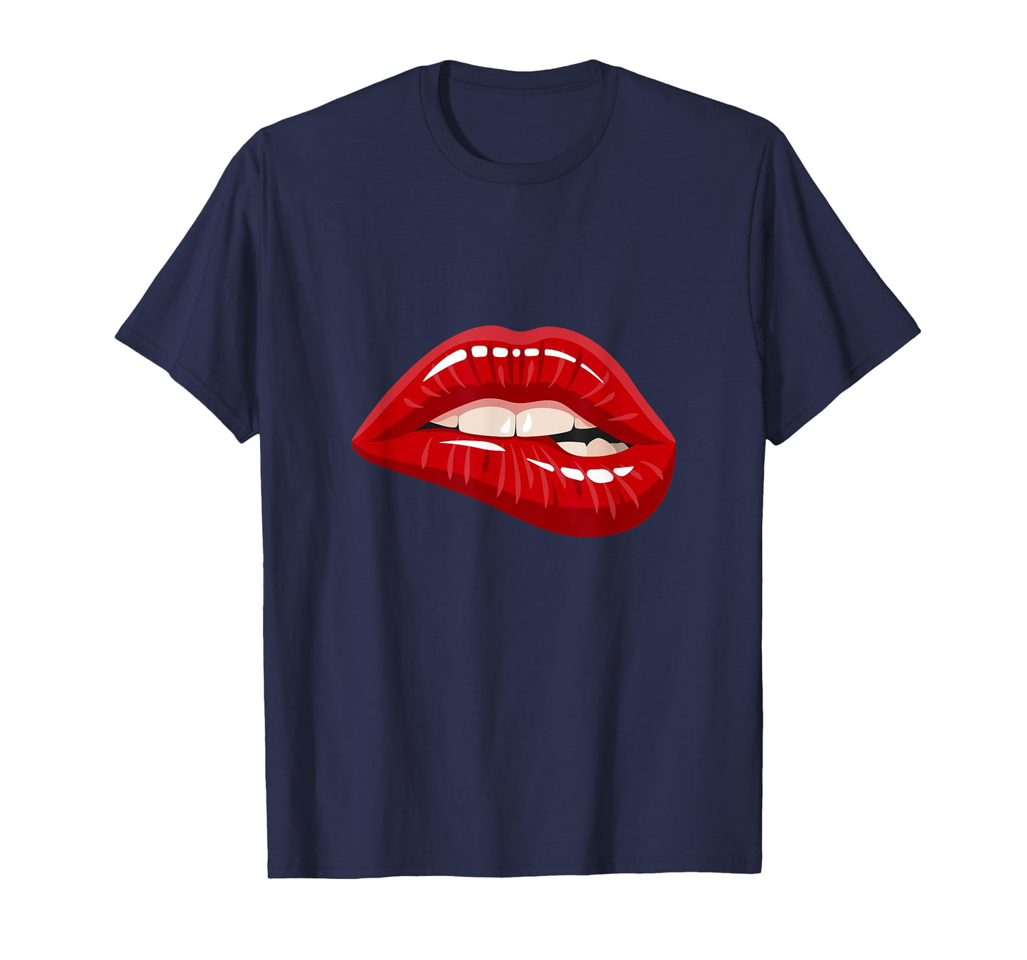 Men's Women's Graphic Tees - Red Biting Lips Short Sleeve T-Shirt